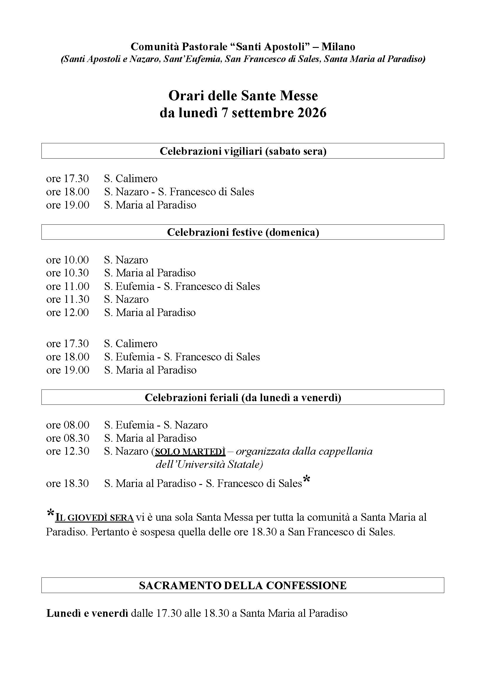 Manifesto Calendario Sante Messe 2026 2027